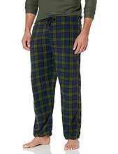 Load image into Gallery viewer, Essentials by Seven Apparel Men's Long Sleeve Pajama Set with Fleece Bottom, Navy/Green, Large