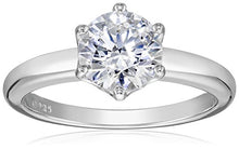 Load image into Gallery viewer, Platinum-Plated Sterling Silver Solitaire Ring set with Round Swarovski Zirconia (2 cttw), Size 9