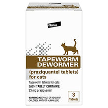 Load image into Gallery viewer, Elanco Tapeworm Dewormer (praziquantel tablets) for Cats, 3-Count Praziquantel Tablets for Cats and Kittens 6 Weeks and Older