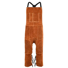 Load image into Gallery viewer, Leather Welding Apron Split Leg for Men - Spark | Flame | Heat Resistant Bib Apron by QeeLink - Heavy Duty Cowhide Leather