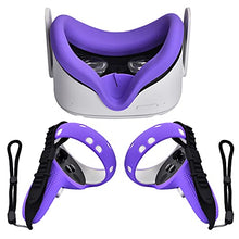 Load image into Gallery viewer, XIAOGE Silicone Controller Grip Cover for Oculus Quest 2 with Face Cover Combo, VR Headset Accessories Sweatproof Anti Collision (Purple)