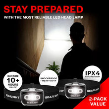 Load image into Gallery viewer, GearLight LED Head Lamp - Pack of 2 Outdoor Flashlight Headlamps w/ Adjustable Headband for Adults and Kids - Hiking & Camping Gear Essentials - S500