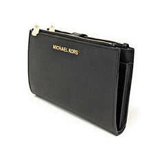 Load image into Gallery viewer, Michael Kors Women's Jet Set Travel Double Zip Wristlet, Black Saffiano, One Size