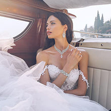 Load image into Gallery viewer, IRONBOX Crystal Wedding Bridal Jewelry Set for Women Prom Sliver Rhinestone Teardrop Necklace Earrings Bracelet Wedding Bridesmaid Gifts Fit with Wedding Dress