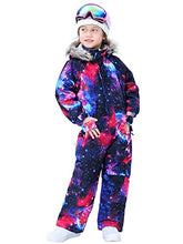Load image into Gallery viewer, SNBOCON Kids Waterproof Colorful One Piece Coveralls Ski Suits Snowsuits Winter Jumpsuits Snowboarding (150cm,Star)