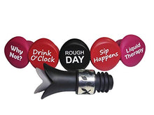 Load image into Gallery viewer, KORBAR – 5 Funny Reusable Silicone Caps Stoppers +1 Pourer, For Wine Bottle - Perfect Gift Accessory