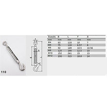 Load image into Gallery viewer, BQLZR M4 Stainless Steel 304 Hook & Eye Turnbuckle Wire Rope Tension Pack of 5