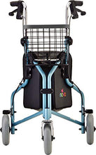 Load image into Gallery viewer, NOVA Traveler 3 Wheel Rollator Walker, All Terrain 8” Wheels, Includes Bag, Basket and Tray, Diamond Sky Blue