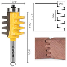Load image into Gallery viewer, Kowood 1/4" Shank Reversible Finger Glue Joint Router Bit for Woodworking. Bearing Finger Joint for DIY Door Table Cabinet Shelve Furniture