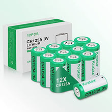 Load image into Gallery viewer, CR123A 3V Lithium Manganese Battery Kratax 12Pack Non-Rechargeable 3 Volt CR 123A Batteries 10Years Shelf Life, CE & RoHS Certified for Security and Medical Equipment, for Flashlights, Digital Cameras