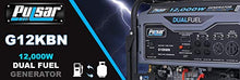 Load image into Gallery viewer, Pulsar G12KBN-SG Heavy Duty Portable Dual Fuel Generator - 9500 Rated Watts & 12000 Peak Watts - Gas & LPG - Electric Start - Transfer Switch & RV Ready - CARB Compliant