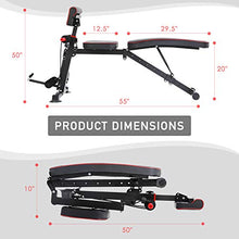 Load image into Gallery viewer, BAHOM Foldable Weight Bench with Adjustable Backrest and Priest Stool, Full Body Training Workout Sit Up Bench for Home Fitness Gym Exercise Sports Up to 500 Pounds