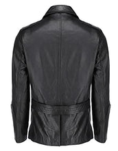 Load image into Gallery viewer, Jild Real Lambskin 5-Buttons Closure Leather Jacket for Men - Polo Shirt Collar Style Men's Leather Blazer Jacket (Black, Large)
