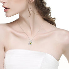 Load image into Gallery viewer, Birthday Gifts Wife August Birthstone Peridot Necklace Women Mom I Love You for Always and Forever Double Hearts Sterling Silver