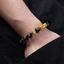 Load image into Gallery viewer, EnjoIt 12mm 4PCS Feng Shui Black Obsidian Wealth Bracelet Pi Xiu Charm Handmade Lucky Amulet Bracelet for Men Women