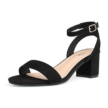 Load image into Gallery viewer, DREAM PAIRS Women's Black Sudede Open Toe Ankle Strap Low Block Chunky Heels Sandals Party Dress Pumps Shoes Size 7 M US Carnival