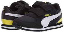 Load image into Gallery viewer, PUMA Baby ST Runner Velcro Sneaker, Black White-Meadowlark, 4 M US Toddler