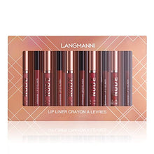 Load image into Gallery viewer, LANGMANNI 6 Matte Lipstick with 6 Lipliners Durable Lip Gloss Long-Lasting Non-Stick Cup Not Fade Waterproof High Pigmented Velvet Lipgloss Kit Beauty Cosmetics Makeup Gift for Girls(12PCS)
