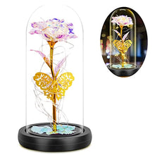 Load image into Gallery viewer, HOMILY Galaxy Rose Flower Gift for Her, Forever Rose Light Up in Glass Dome, Gifts for Valentine’s Day, Birthday and Wedding Anniversary
