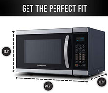 Load image into Gallery viewer, Farberware Black FMO11AHTBSJ 1.1 Cu. Ft 1100-Watt Microwave Oven with Smart Sensor Cooking, Inverter Technology, ECO Mode and Blue LED Lighting, Black Stainless Steel