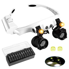 Load image into Gallery viewer, Winkeyes Magnifying Glass LED Illumination Double Eyes Jewelers Magnifying Glass Head-Mounted Watch Repair Magnifier Glasses Loupe Headband Magnifier with 7 Pair Replaceable Lenses 2X - 15X