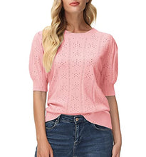 Load image into Gallery viewer, Pullover Sweaters for Women Lightweight Knit Sweater Tops Light Pink Shirt 2XL