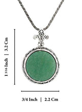 Load image into Gallery viewer, Stera Jewelry Women’s 925 Sterling Silver Retro Style Round Green Aventurine Pendant Necklace, 20"