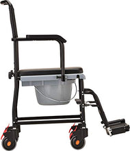 Load image into Gallery viewer, NOVA Medical Products Drop Arm (for Easy User Transfer) Transport Chair Commode, Rolling with Locking Wheels & Removable Padded Seat, Hammertone