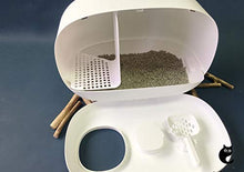 Load image into Gallery viewer, MS Cat Litter Box for Easier Handling of Cat Litter, Enclosed Design, Easy to Clean, Prevent Sand Leakage, Easy Assembly and Large Space, with Cat Litter Scoop (Tiffany Blue)