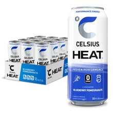 Load image into Gallery viewer, CELSIUS HEAT Blueberry Pomegranate Performance Energy Drink, Zero Sugar, 16oz. Can (Pack of 12)