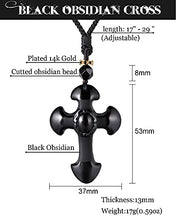 Load image into Gallery viewer, Lightock Black Obsidian Cross Necklace Pendant for Men Women Gifts Lord's Prayer Religious Amulet Healing Crystal Quartz Protection