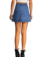 Load image into Gallery viewer, PERSUN Women's Casual Jean Pocket Zip Front Plain A-Line Mini Skirt