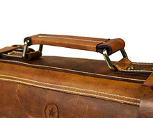 Load image into Gallery viewer, Leather Knife Roll Storage Bag, Elastic and Expandable 10 Pockets, Adjustable/Detachable Shoulder Strap, Travel-Friendly Chef Knife Case Roll By Aaron Leather (Caramel, Leather)
