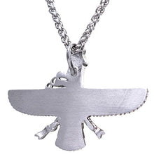 Load image into Gallery viewer, Asoodehdelan Large Silver Pt Stainless Steel Farvahar Necklace Iranian Faravahar Persian Farohar Chain Iran Pahlavi Gift (24" Chain)