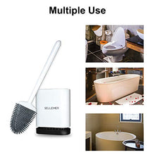 Load image into Gallery viewer, Sellemer Toilet Brush and Holder Set for Bathroom, Flexible Toilet Bowl Brush Head with Silicone Bristles, Compact Size for Storage and Organization, Ventilation Slots Base (White)