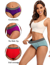Load image into Gallery viewer, POKARLA Women's Cotton Stretch Underwear Ladies Mid-high Waisted Briefs Panties 5-Pack(Small)