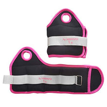 Load image into Gallery viewer, N NOOONFIX Ankle & Wrist Weights, 1 Pair Adjustable Strap for Arm Leg Fitness Strength Exercise Workout Walking Running, Black & Pink, 2lbs