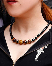 Load image into Gallery viewer, Jewever Tiger Eye and Black obsidian Crystal Necklaces for Women Energy Gemstone Healing Crystal Necklace Beads Natural Stone Mens Necklaces Unisex