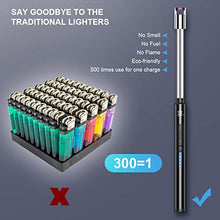 Load image into Gallery viewer, WestRiver Candle Lighter, USB Rechargeable Electric Arc Lighter with Safety Lock & Power Indicator, Portable Flameless Windproof Plasma Lighters with Long Flexible Neck & Aluminum Case (Elegant Black)