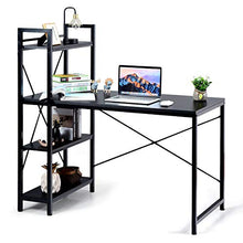 Load image into Gallery viewer, Tangkula Tower Computer Desk with 4 Tier Shelves, Study Writing Table with Storage Bookshelves, Modern Compact Home Office Workstation, 47.5" Tower PC with Steel Frame & Adjustabe Feet Pad