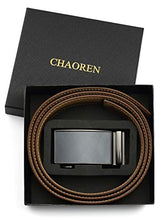 Load image into Gallery viewer, Chaoren Leather Ratchet Dress Belt 1 3/8 with Formal Slide Buckle, Adjustable Trim to Fit in Gift Box