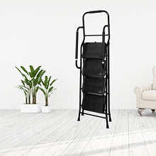 Load image into Gallery viewer, Step Ladders, Folding 4 Step Stool with Safety Rails Portable Heavy Duty 330 lb Load Capacity for Home Household Kitchen Office Garden,Black