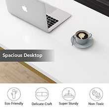 Load image into Gallery viewer, Tribesigns Modern Computer Desk, 55 inches Large Office Desk Computer Table Study Writing Desk for Home Office, White Gold Metal Frame
