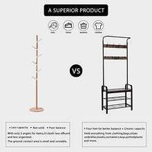 Load image into Gallery viewer, VIVOHOME 3-in-1 Entryway Hall Tree, Heavy Duty MDF Stand Coat Rack with Storage Bench, Industrial Wood Furniture with Stable Metal Frame, 8 Hooks