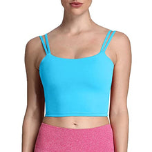 Load image into Gallery viewer, Aoxjox Women's Workout Sports Bras Fitness Padded Backless Yoga Crop Tank Top Twist Back Cami (Aquarius Blue, Small)