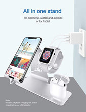 Load image into Gallery viewer, Bestand3 in 1 Apple iWatch Stand, Airpods Charger Dock, Phone Desktop Tablet Holder for Airpods, Apple Watch/ iPhone X/8 Plus/8/ 7 Plus/ iPad, Silver(Patenting, Airpods Charging Case NOT Included)