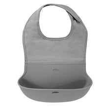 Load image into Gallery viewer, OXO Tot Waterproof Silicone Roll Up Bib with Comfort-Fit Fabric Neck, Gray