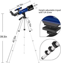 Load image into Gallery viewer, Telescope for Kids Beginners Adults, 70mm Astronomy Refractor Telescope with Adjustable Tripod - Perfect Telescope Gift for Kids