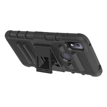 Load image into Gallery viewer, JACKPOT WIRELESS for T-Mobile Revvl 4 Cover Shockproof with Temper Glass Kickstand and Belt Clip Hybrid Heavy Duty Full Body Protective Case (Black)