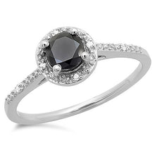 Load image into Gallery viewer, Dazzlingrock Collection 0.60 Carat (ctw) 10K Round Cut Black & White Diamond Ladies Bridal Engagement Halo Style Ring, White Gold, Size 6.5